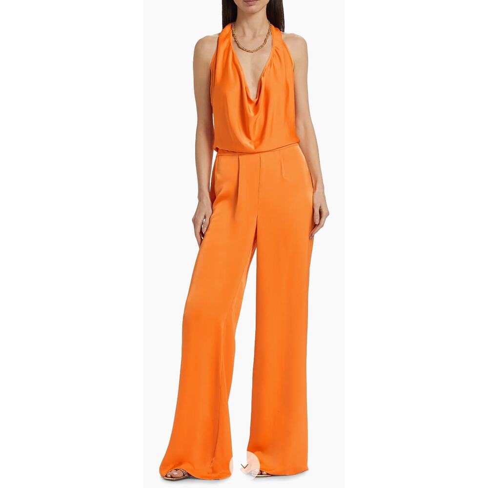 NWT RAMY BROOK HARRIET SATIN HALTER JUMPSUIT SZ 2